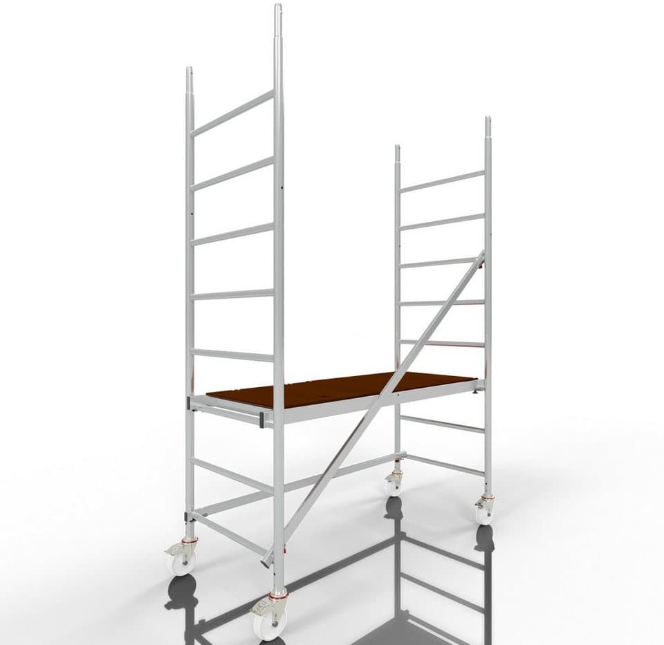 ALTEC Aluminium Rollgerüst Rollfix 2.0, maximale Arbeitshöhe 10 m, Ø125 mm Rollen