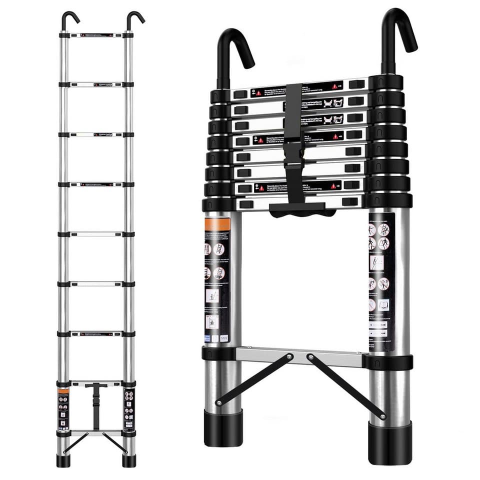 Bundviel Teleskopleiter Mehrzweckleiter, klappbar, Tragfähigkeit 150 kg