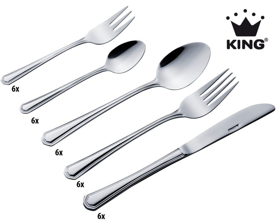 KING Besteck-Set Düsseldorf, 30-teilig für 6 Personen, eleganter Edelstahl 18/0