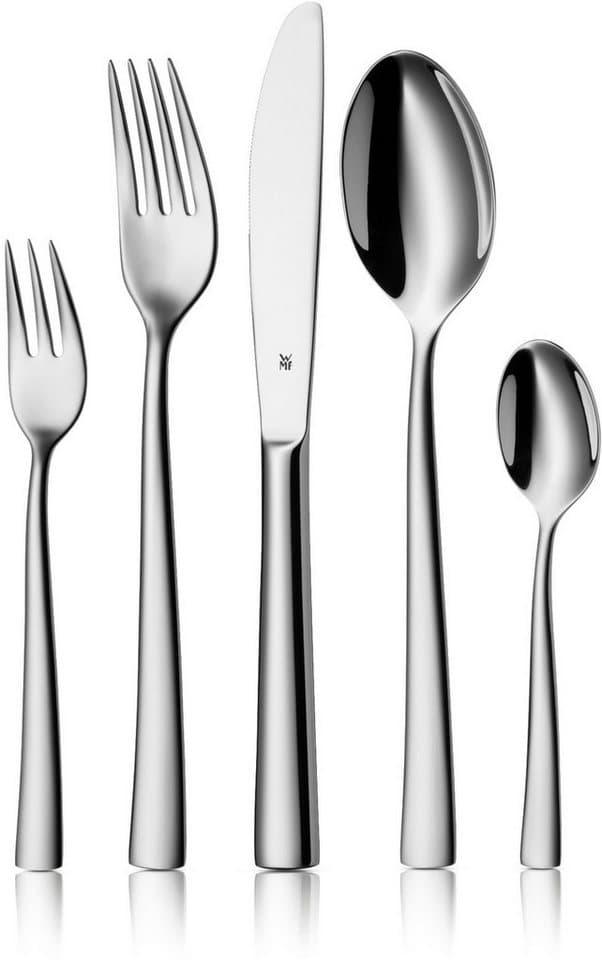 WMF Besteck-Set Philadelphia, ergonomische Haptik, Wellenschliff, 30-tlg, Cromargan® Edelstahl 18/10, für 6 Personen