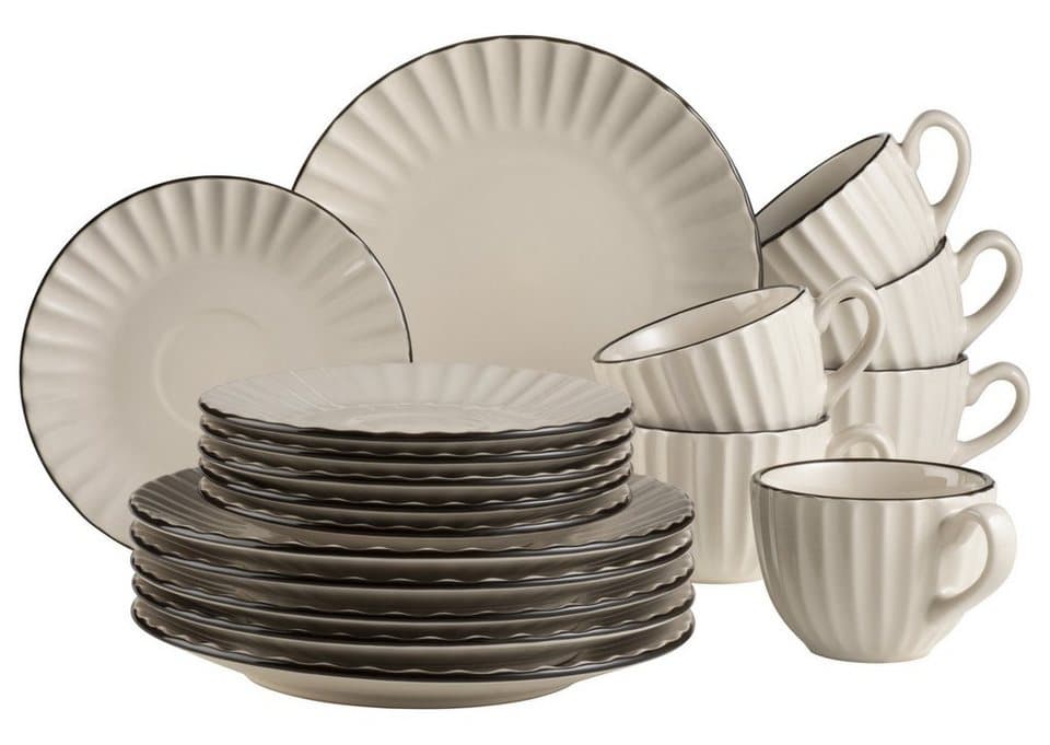 MÄSER Kombiservice Osita, 18-teilig für 6 Personen, robustes Steinzeug