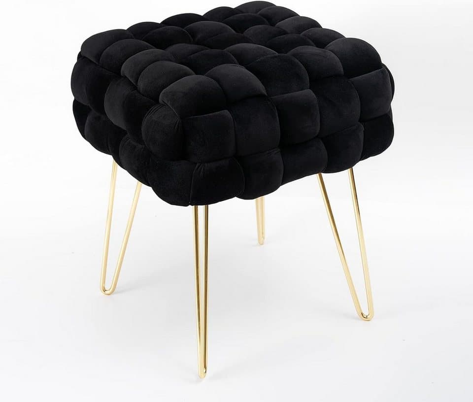 Zedelmaier Ottoman Hocker ZDV42-BK, stilvolles Design mit goldenen Metallbeinen
